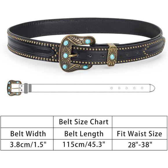 Women\'s Black Adjustable Vintage Western Belts Engraved Buckle Cowgirl Belt main image 8